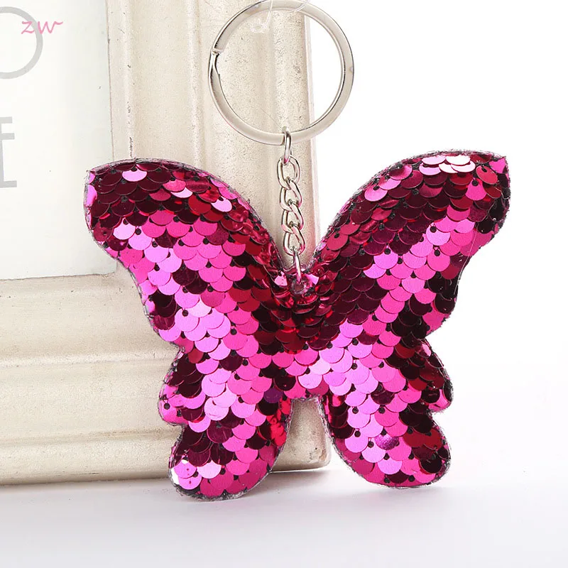 

Beautiful Butterfly Keychain Glitter Sequins Key Chain Gift for Women Girl Llaveros Mujer Car Bag Accessories Key Ring 3C0068
