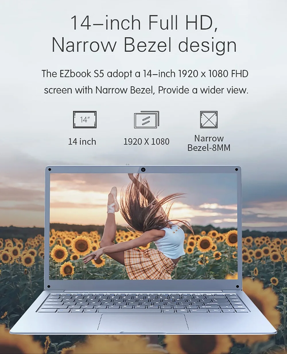 Ультратонкий ноутбук Jumper EZbook S5 14 0 дюйма Apollo N3350 6 ГБ DDR4L + 64 Гб eMMC Windows 10 1920*1080