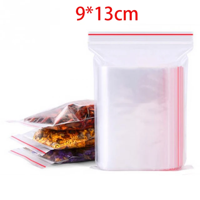 100/300/500Pcs/pack Resealable Plastic Zip Lock Bags Clear Poly Zip lock Bag Food Storage Reclosable Vacuum Fresh Organize Bag 9x13cm