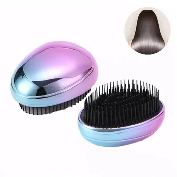 

1pc Magic Anti-static Hair Brush Tangle Detangling Comb Shower Electroplate head Massage Comb Egg Shape Salon Hair Styling Tool