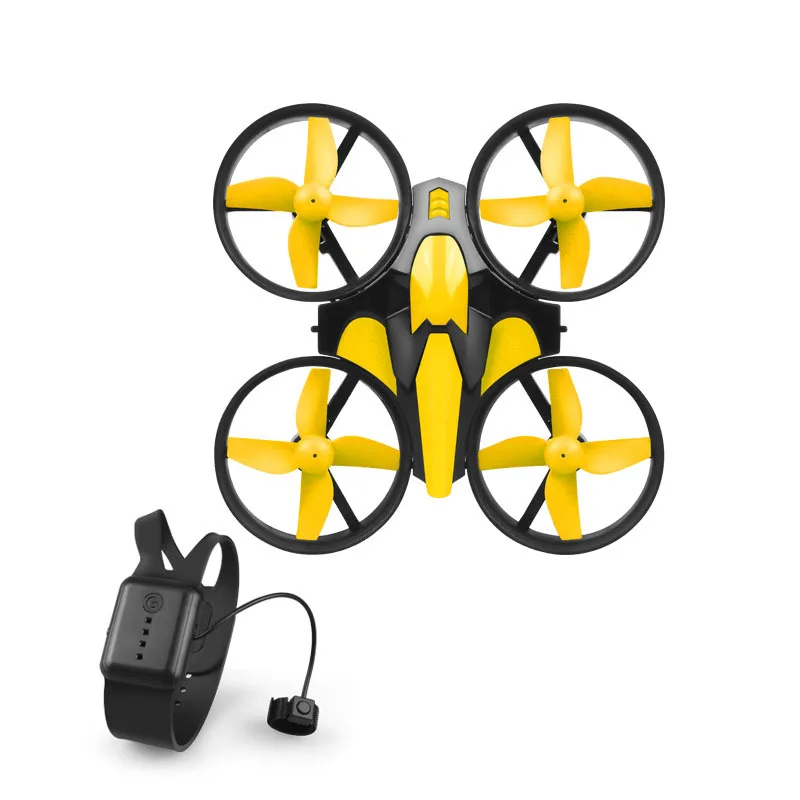 Yellow Watch RC Обновленный мини Дрон Радиоуправляемый квадрокоптер вертолет часы дистанционное управление зондирование индукционный Дрон для детей электрическая электронная игрушка подарок - Цвет: Yellow Watch RC