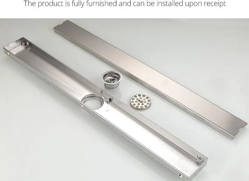 DCAN Stainless Steel Linear Channel Shower Floor Drain Gate 60cm 80cm 100cm 120cm SUS304 Deodorization Type Long Floor Drain (28)