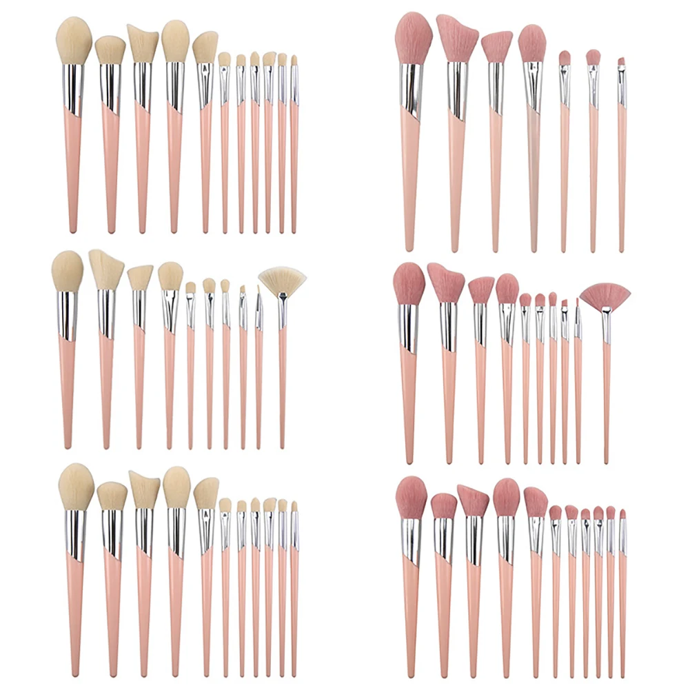 New oblique tube makeup brush set 7 10 pieces 11 powder silver portable tools | Красота и здоровье