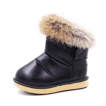 

JUSTSL fashion Trade Children's girls Shoes Girls' Boots Soft Bottom Children's Rabbit Fur Padded Children's Winter Snow Boots
