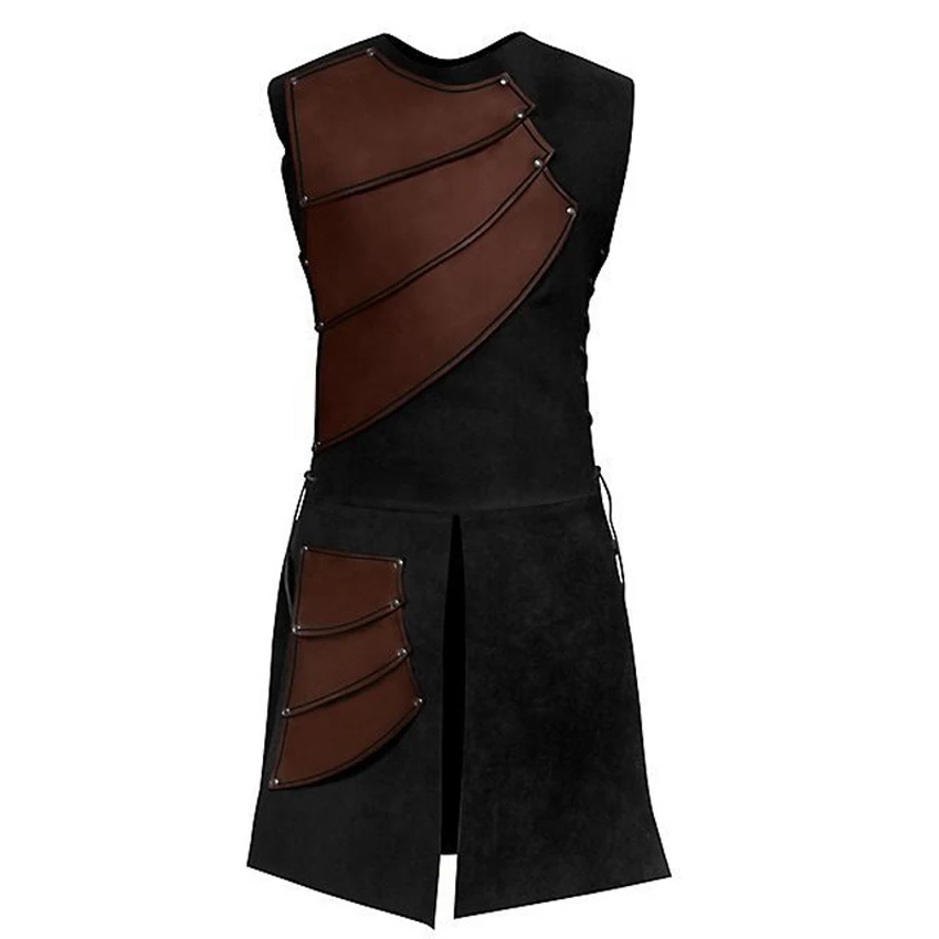 Preise Halloween Erwachsene Mann Sleeveless Medieval Cosplay Kostüme Verband Ritter Ranger Mittelalter Patchwork Blending Jacke Kleidung
