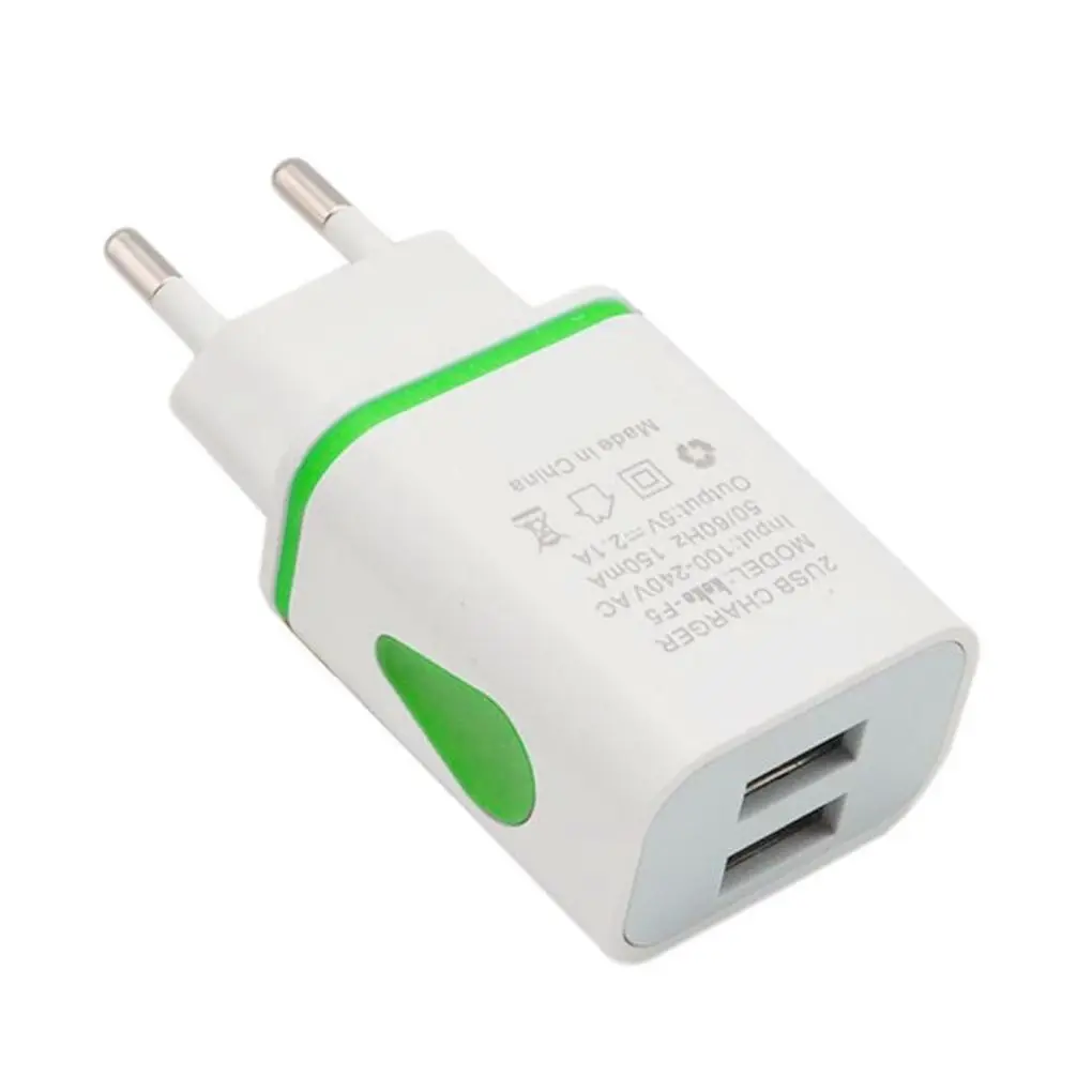 Универсальное зарядное устройство с 2 USB-портами 1 А 5 В со светодиодной подсветкой