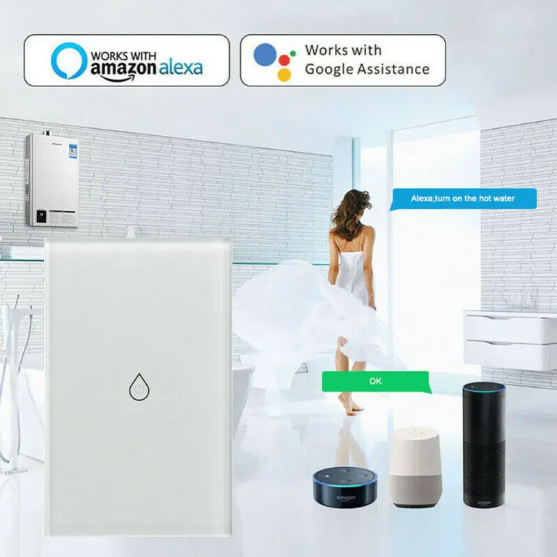 

Wifi Boiler Smart Switch Water Heater Switches Voice Remote Control Touch Panel For Alexa Home