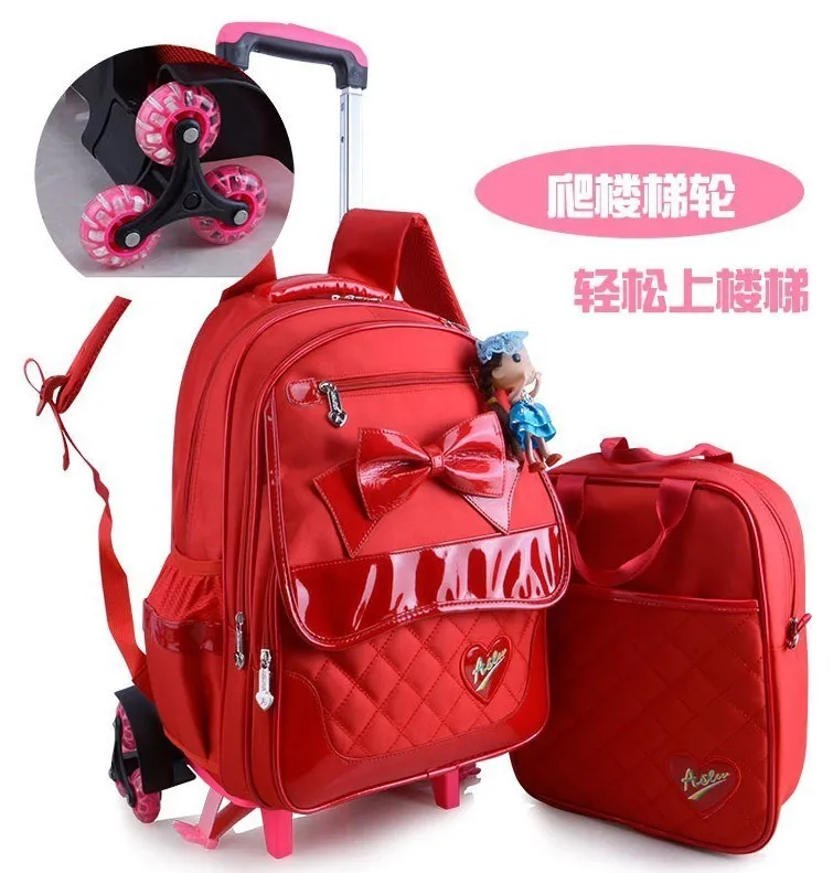 

Korean-style Trolley Bag Young STUDENT'S Women's Dual Purpose Backpack Deconstructable Climbing Stairs Three Rounds Burden Relie