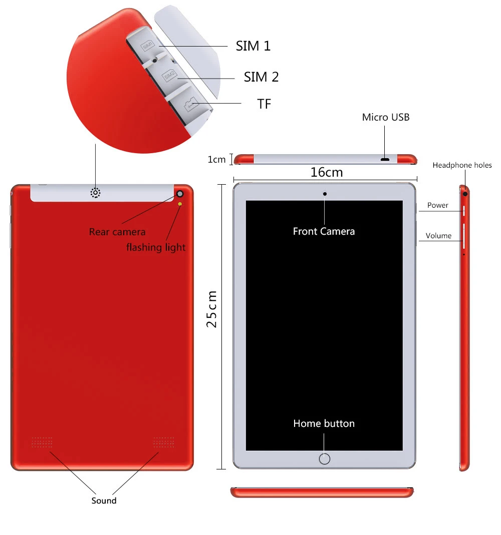 ANRY 3g телефонный звонок планшет MTK6582 четырехъядерный Android Планшеты 4 ГБ ОЗУ 32 Гб ПЗУ 10,1 дюймов 1280x800 Дисплей планшетный ПК Dual SIM
