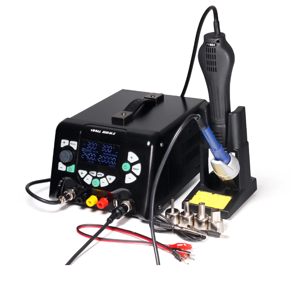 Yihua 853d5aii Hot Air Gun Soldering Iron Rework Station With 5a 30v Dc Power Supply 3 In 1