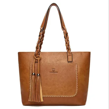 

Handbags Bags For Women 2019 New PU Fashion Tassel Shoulder Bags Bucket Tote Hand Bag