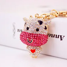 Креативный милый бриллиант набор мультфильм брелок «Бычок» Китайский Зодиак металлический кулон брелок ремесло маленькие подарки