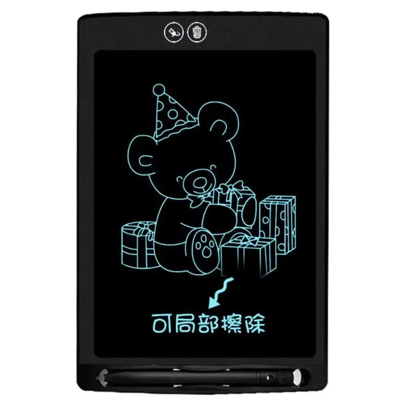 Black B Цифровой блокнот для рукописного ввода 10/12 дюймов lcd чертежная доска дизайн анти-ошибка удаление Кнопка блокировки для детей с анти-стереть замок - Цвет: Black B