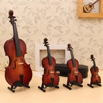 

Adeeing Mini Miniature Violin Model Replica with Stand and Case Mini Musical Instrument Ornaments