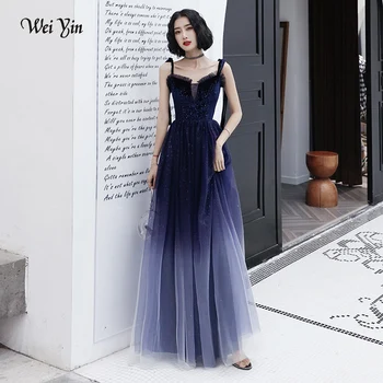 

wei yin AE0172 Evening Dresses 2020 Sleeveless V-neck Sparkle Elegant Little A-line Autumn Winter Long Formal Party Prom Gowns