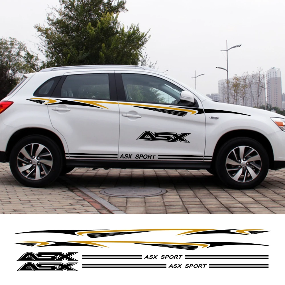 2 шт. для Mitsubishi ASX боковые юбки автомобиля наклейки Авто Виниловая пленка длинные