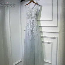 Кружевное длинное вечернее платье с двойным v-образным вырезом, шифоновые вечерние выпускные платья с жемчугом, вечерние платья