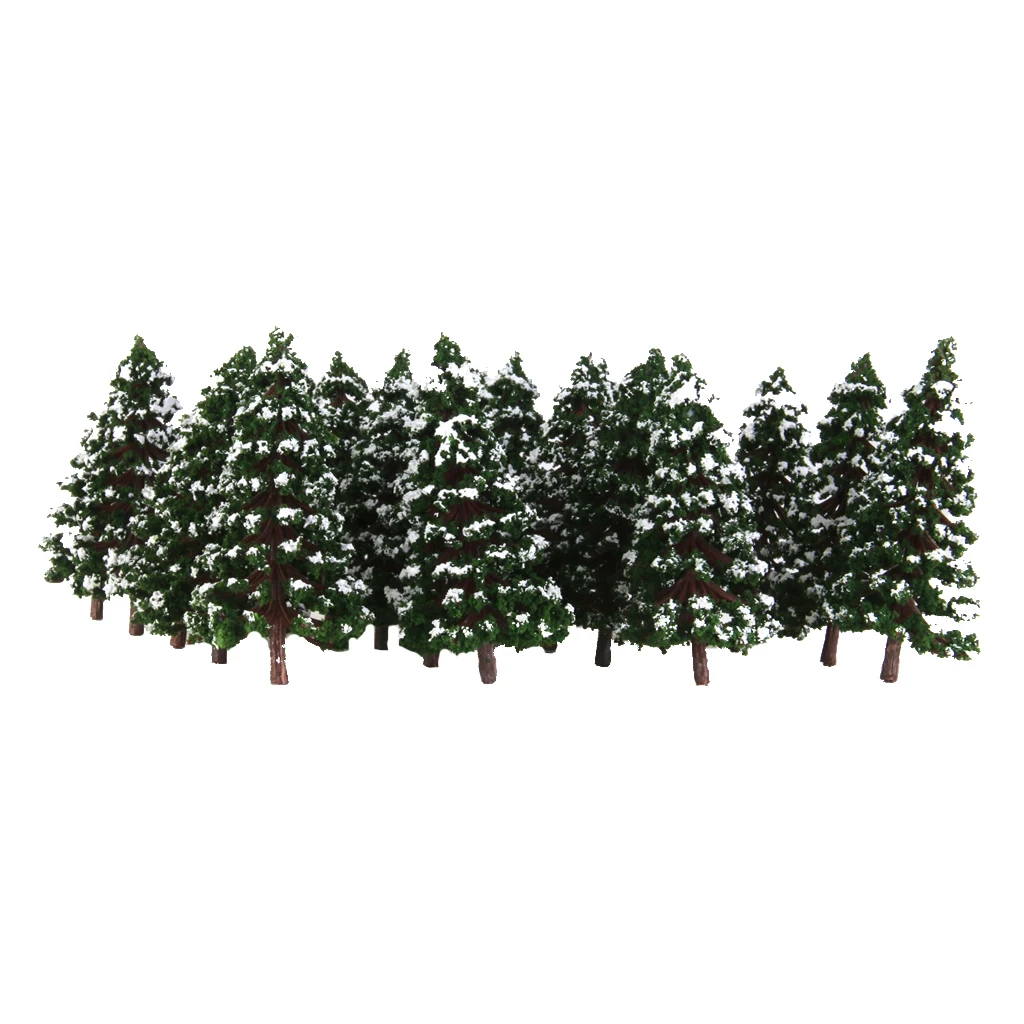 20pcs Dark Green Model Trees Snow Landscape Scenery 3.15 inch 1:150