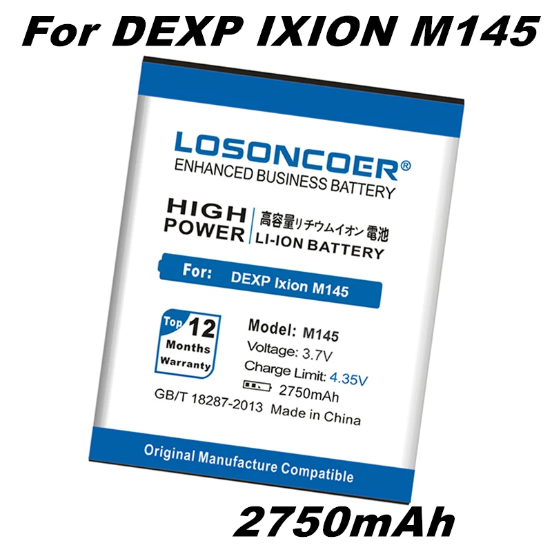 

LOSONCOER M145 2750mAh Battery For DEXP Ixion M145 Good Quality Mobile phone battery
