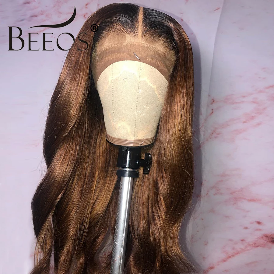 Beeos Ombre Цветные 13*4 кружевные передние парики Детские Волосы Бразильские Remy