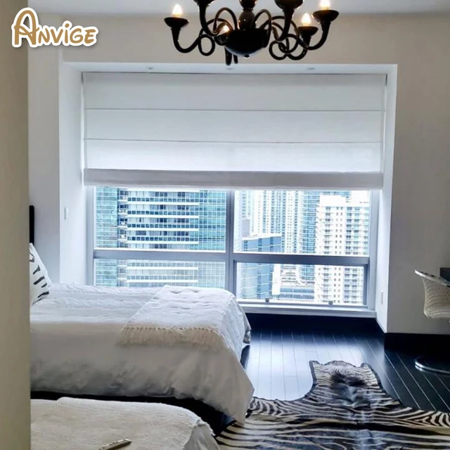 Sima Fehér Teljes Áramszünet/Könnyű Szűrő Római Árnyalatok, Könnyen Felszerelhető Mosható Függönyök, Testreszabott Ablakfüggöny Kendő