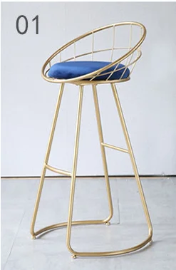Gold blue 75cm Стул скандинавский барный стул Железный высокий домашний стул светильник роскошный барный стул набор - Цвет: Gold blue 75cm