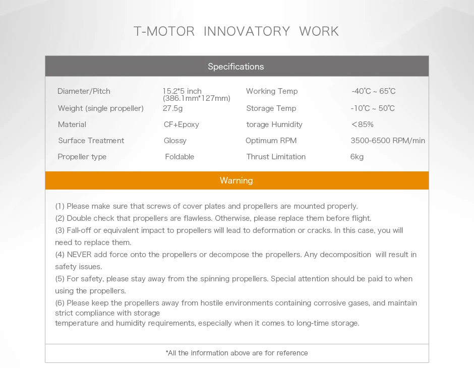 T-motor FA15.2x5 Propeller - 2pcs/pairs Carbon Fiber Folding Propeller For RC Drones Rotors 13
