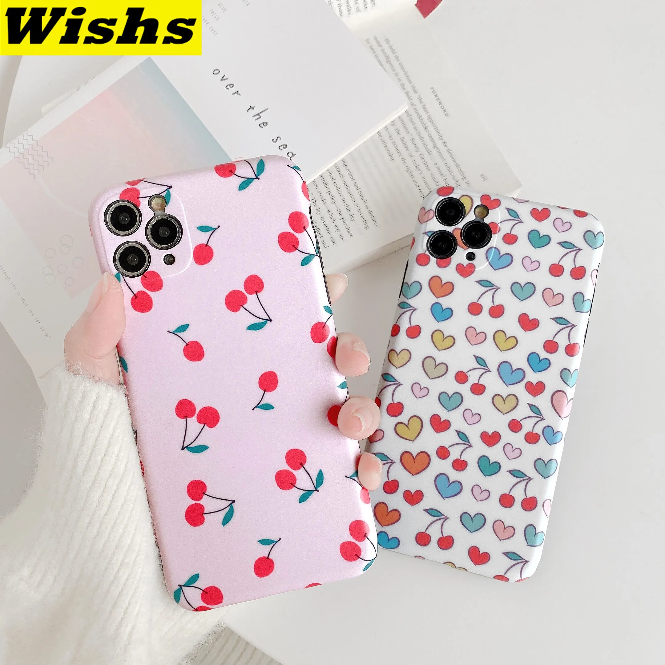 

Fashion Love heart fruits Cherry Phone Case For iPhone 11 Pro MAX XR Xs Max 7 8 Plus Soft IMD Mobile Phone Case For iPhone 11