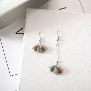 

South Korea New Style Women's Elegant Simple Non-symmetrical Earrings Style Colorful Crystal Flower Versatile Ear