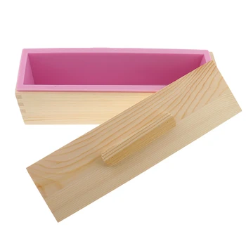 

Loaf Soap Rectangle Silicone Mold with Wooden Box Toast DIY Making Tools New