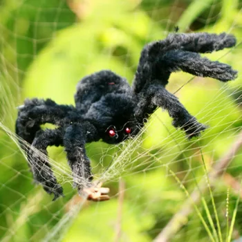 

super big plush spider made of wire and plush black and multicolour style for party or halloween decoration