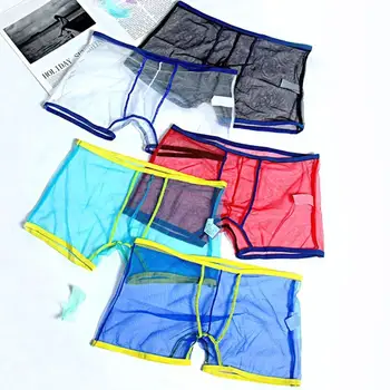 

1 pc Summer Boxer Men Underwear Transparent Boxers Ropa Men's Panties Mesh Male Man Breathable Interior Underpants Cueca H2B9