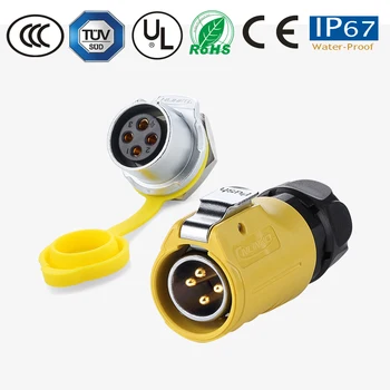 

waterproof 4 pin panel/wire power connector round pastic+metal plug socket led/car/TV/monitor powercon pin header and jack