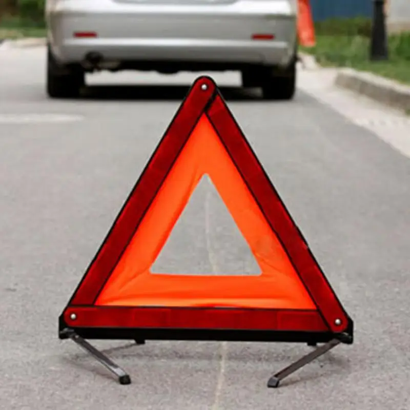 

Practical Car Stop Sign Tripod Road Flasher Triangle Emergency Warning Sign Foldable Reflective Safety Roadside Lighting