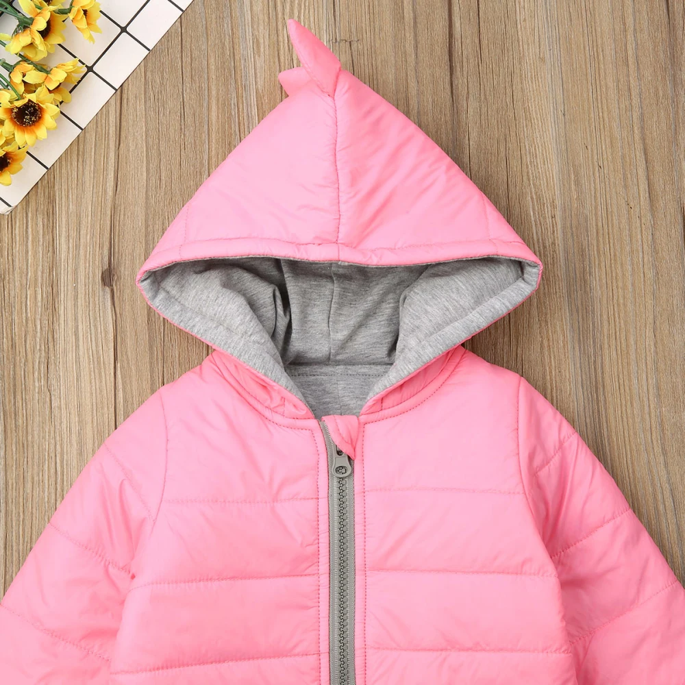 Kids Baby Girl Boy Clothes Padded Winter Coat Hoodie Dinosaur Jacket Top Warm Outwear