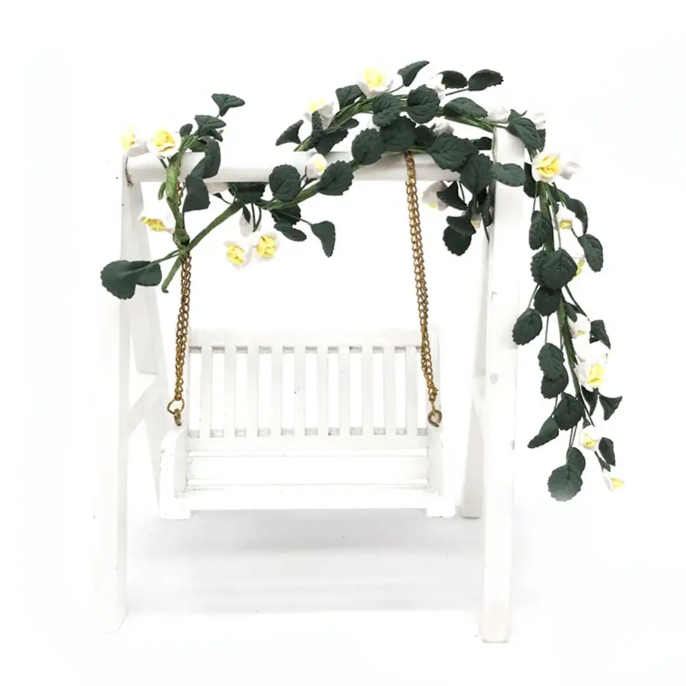 1/12 Simulation Fake Rose Flower Branch Garland Doll House Garden Ornaments