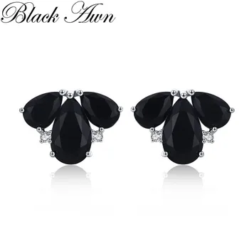 

Cute Boucle D'Oreille Femme 2019 925 Sterling Silver Black Spinel Engagement Earrings for Women Fine Jewelry Bijoux I065