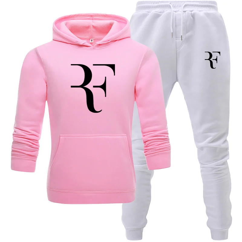 pink white Новинка, мужской спортивный костюм, мужская толстовка с капюшоном, штаны, комплект, зимний спортивный костюм, одежда, повседневные толстовки, пальто, мужской комплект для бега, комплект спортивной одежды - Цвет: pink white