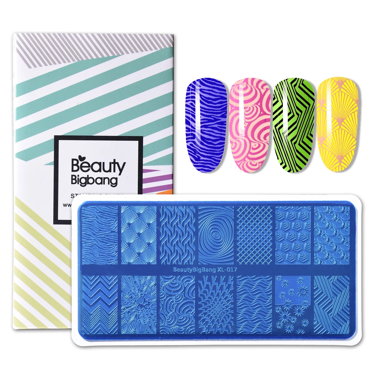 

BeautyBigBang XL-016 Geometric Theme Rectangle Nail Stamping Plate Irregular Pattern For Manicure 6*12cm