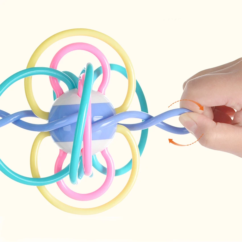 0 12 Months Newborn Baby Development Ball Safe Soft Teething Toys Plastic Hand Bell Early Educational 4