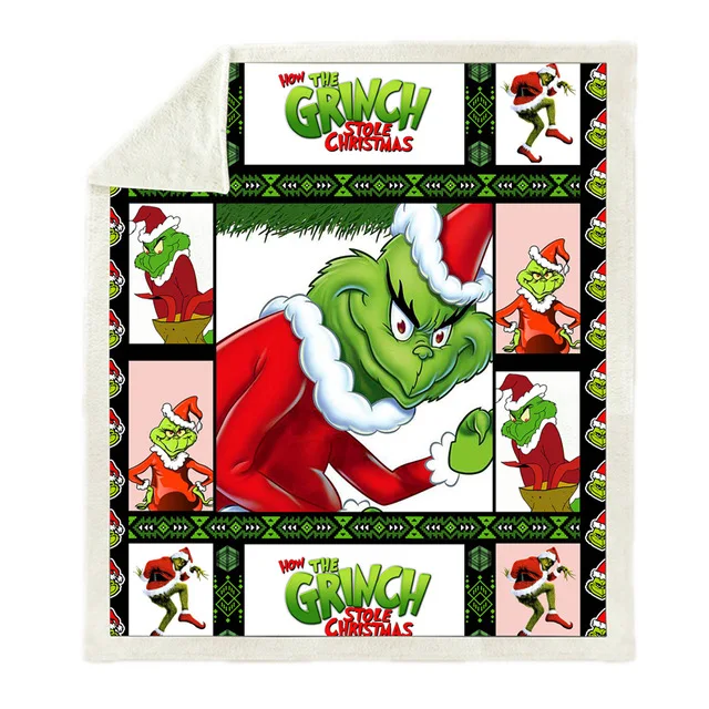 Christmas Watching Blanket Printed Double Velvet Home Sofa sherpa Christmas blanket Warm Fleece Camping Blanket Quilt As Gift - Цвет: picture color