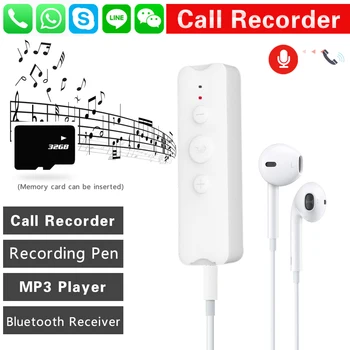 

Bluetooth Receiver Call Recording Earphone Headset MP3 Player Meeting Record WhatsApp Voice Mobile Calling Recorder