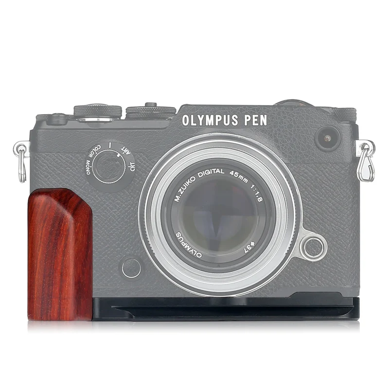 

For OLYMPUS PEN-F Wood Hand Grip Quick Release L Plate Bracket
