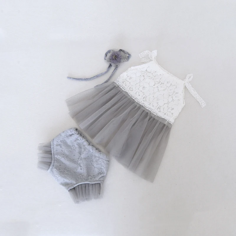 Headband-Set Outfits Photography-Prop Newborn Baby-Girl Infant Lace for Gauze-Skirt Diaper