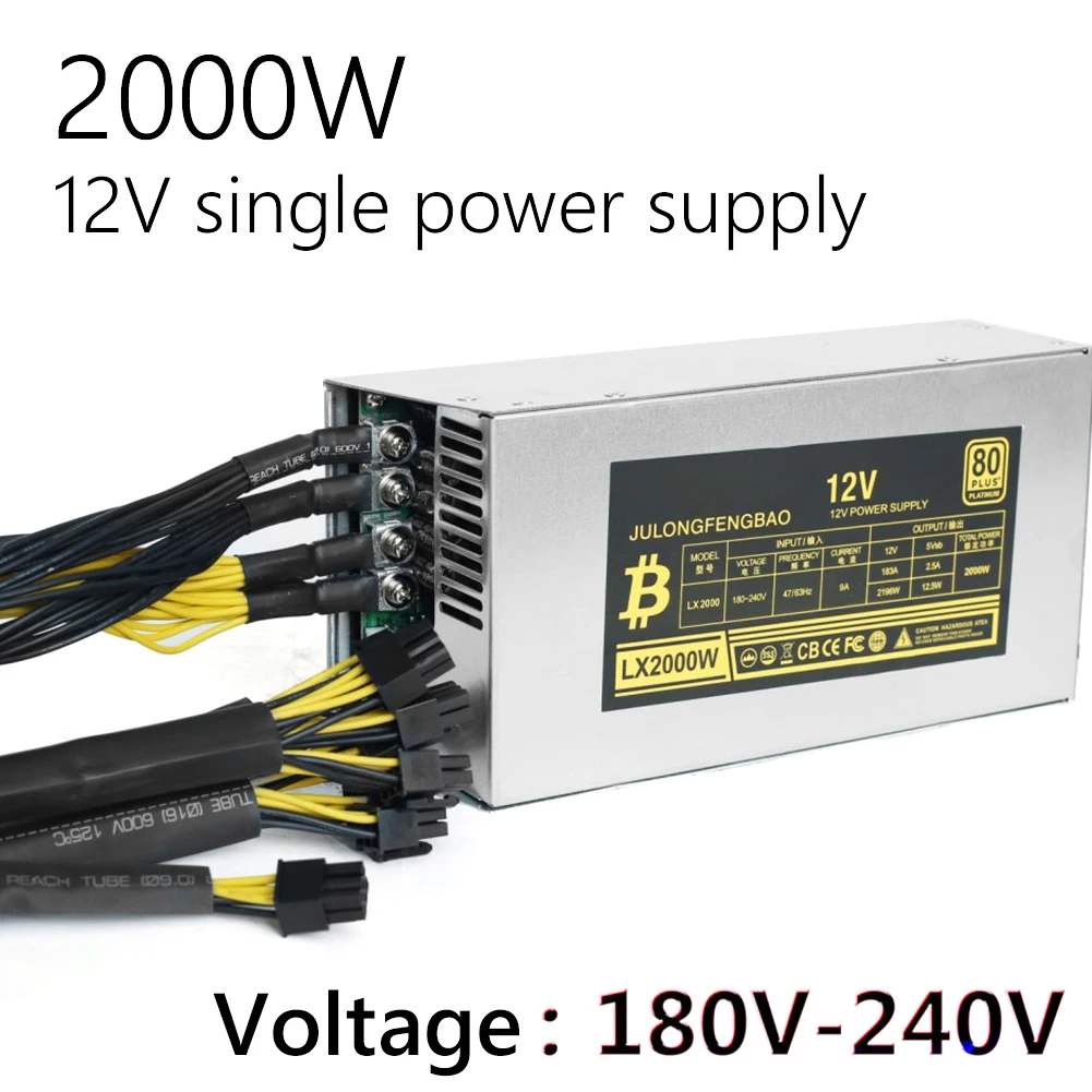 2000 Вт PSU Antminer Bitmain источник питания 6PIN T9 ETH antminer S9 S7 L3 BTC LTC DASH 1800 Майнер для сервера |