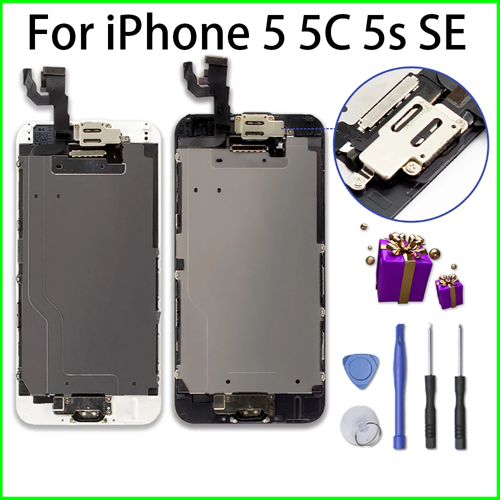 

Black/White Pantalla Complete LCD for iPhone 5 5C 5s SE Display Assembly Digiziter 3D Touch Screen No Dead Pixel with Scewdriver