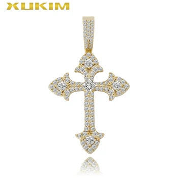

Xukim Jewelry Iced out Jesus Cross Necklace AAA Zircon Hip Hop pendant Jewelry apparel for men and women Gift dropship HNJ012