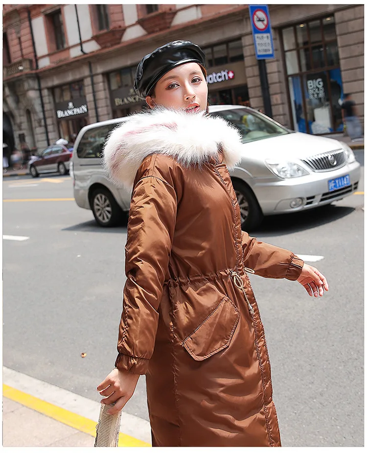 AliExpress зимняя плотная длинная свободная одежда на хлопковой подкладке с завязками пуховик с меховым воротником Женская одежда с хлопковой подкладкой