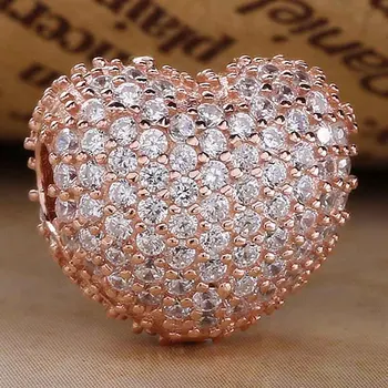 

Original Rose Pave Open My Heart Clip Lock Stopper Beads Fit 925 Sterling Silver Bead Charm Bracelet Bangle Diy Jewelry