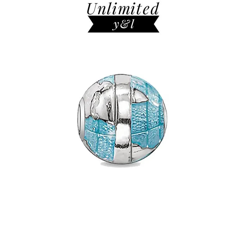 Шарм бусы голубая земля Глобус подходит Томас стиль браслет ожерелье